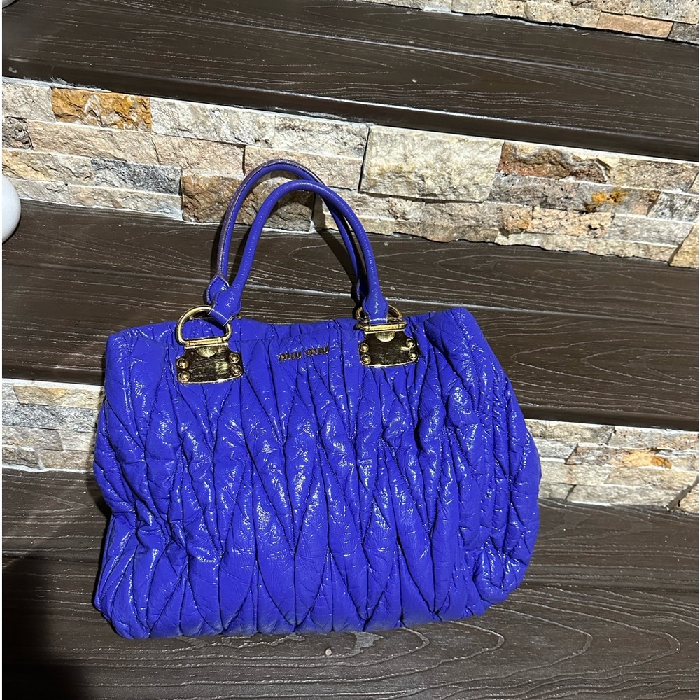 Miu Miu Patent Leather Tote in Violet